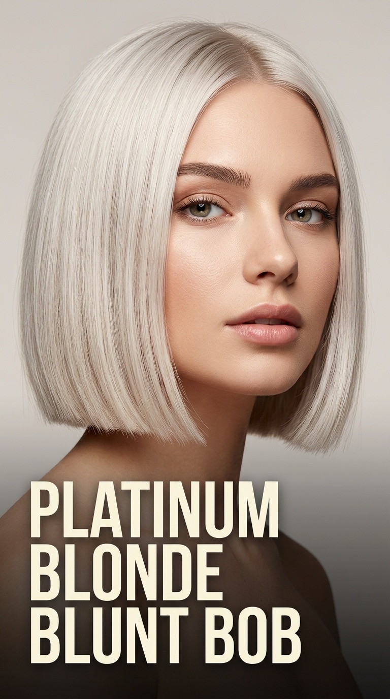 Platinum Blonde Blunt Bob