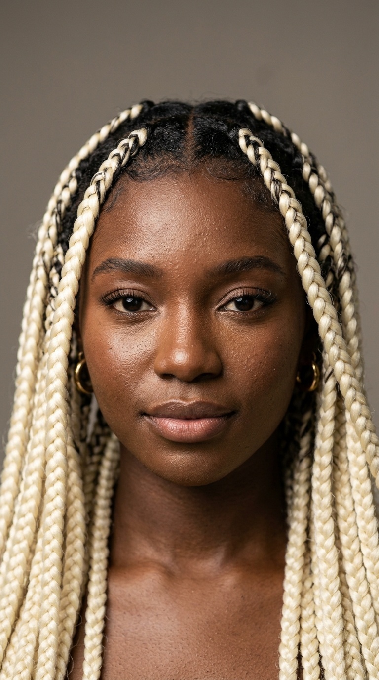 Platinum Blonde Bold Contrast Braids