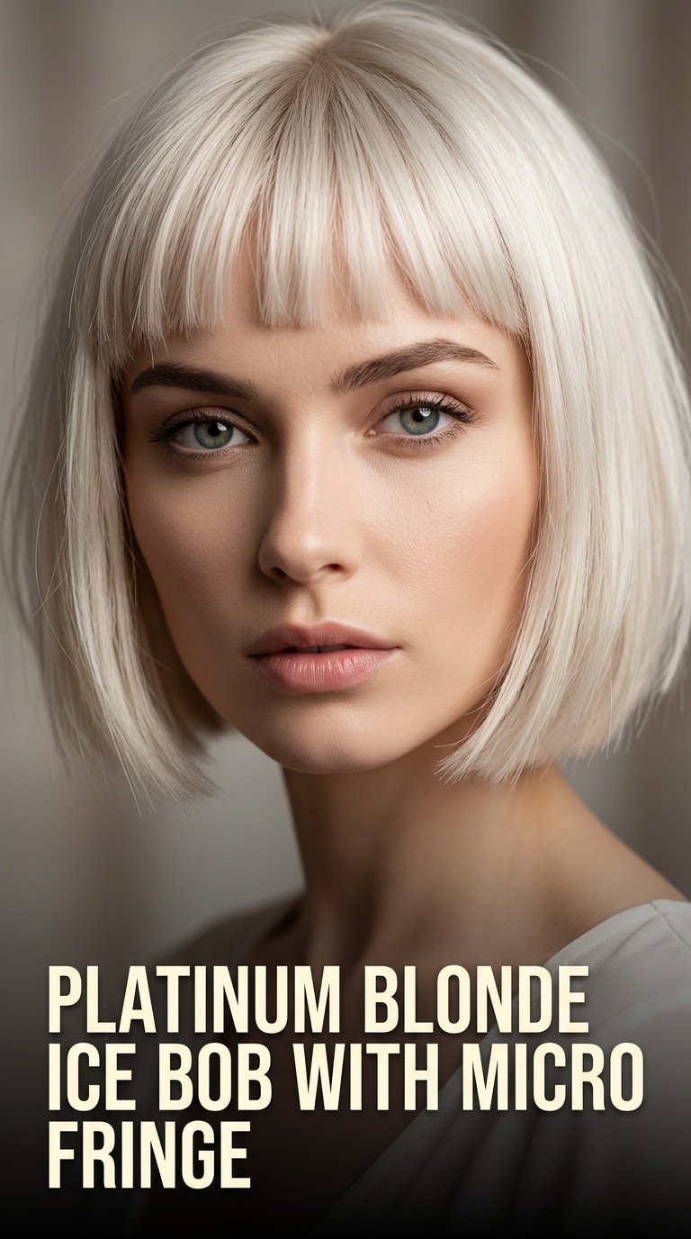 Platinum Blonde Ice Bob with Micro Fringe