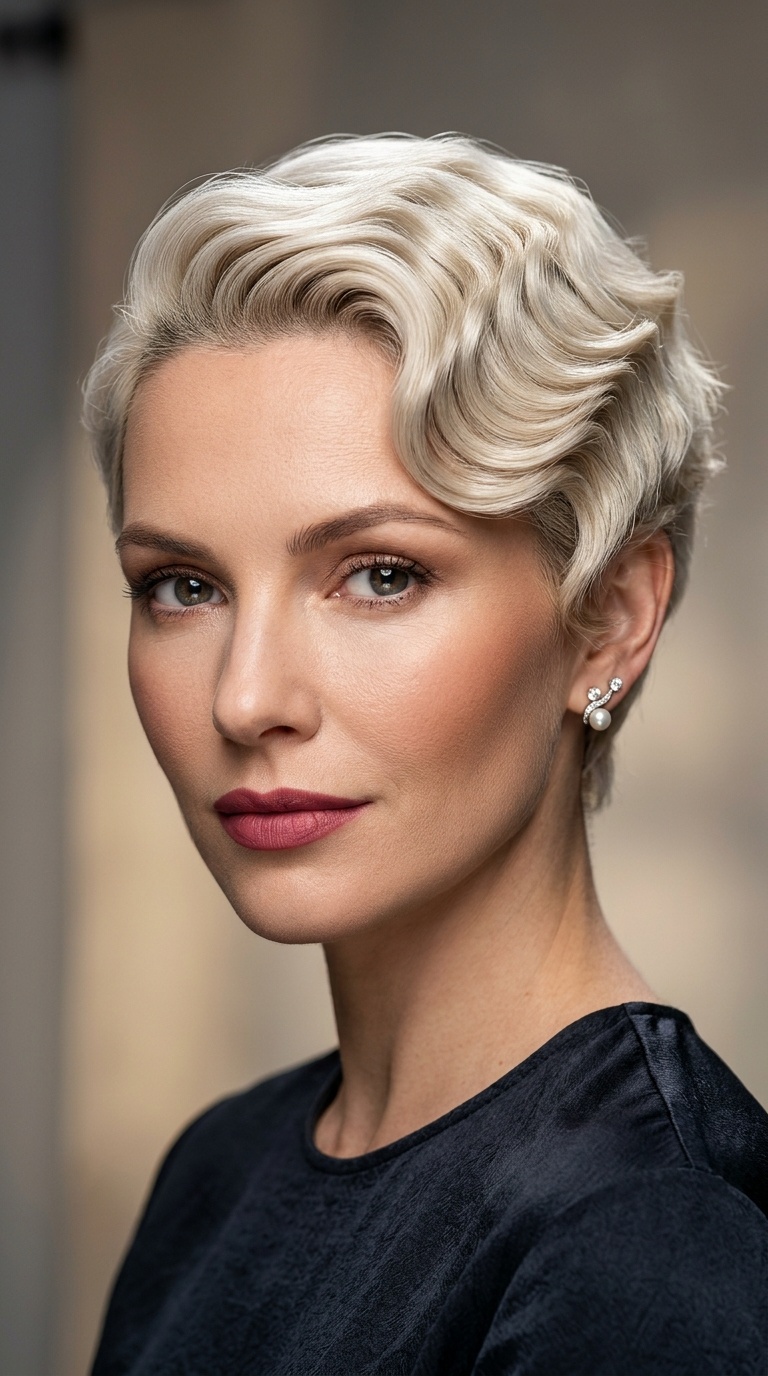 Platinum Blonde Sculpted Waves