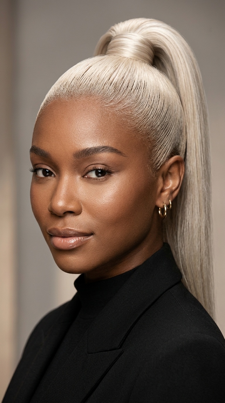 Platinum Blonde Sleek Ponytail