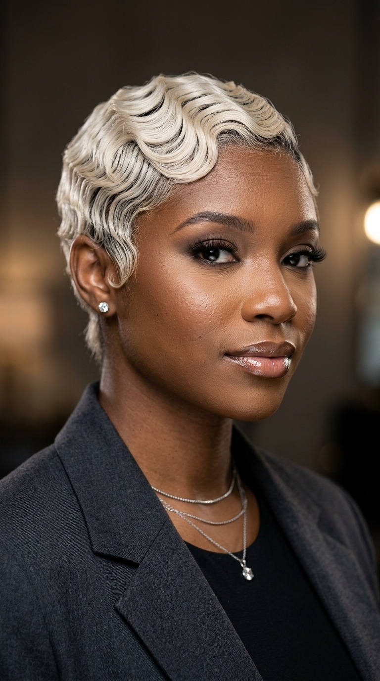 Platinum Finger Wave Pixie