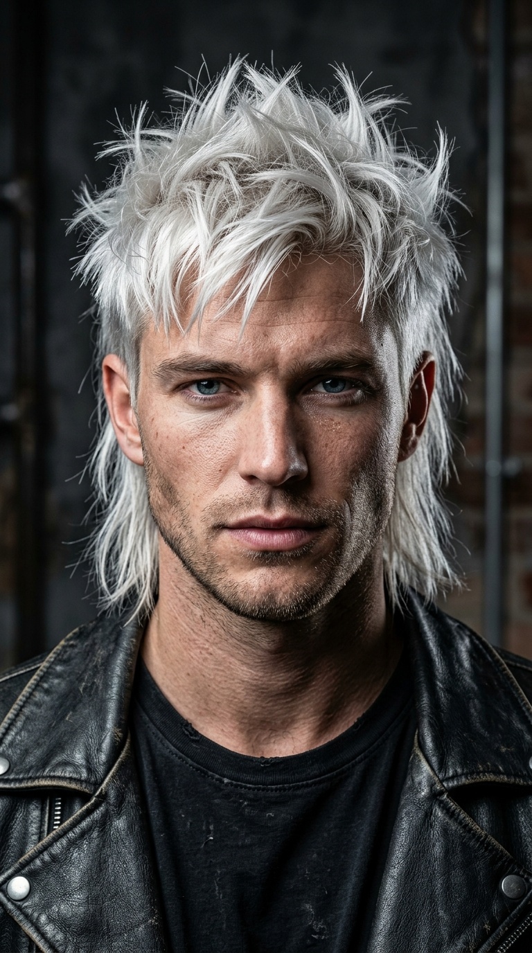 Platinum White Spiky Mullet