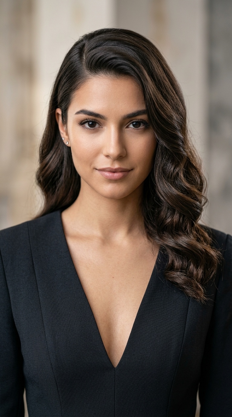 Plunging Neckline with a Deep Side Part
