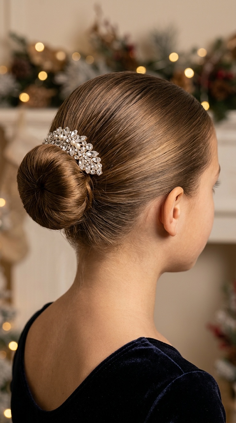 Polished Ballet Bun with a Jewel Clip