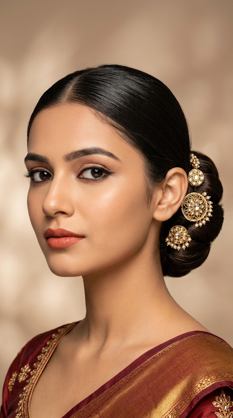 Polished Chignon with Statement Pins