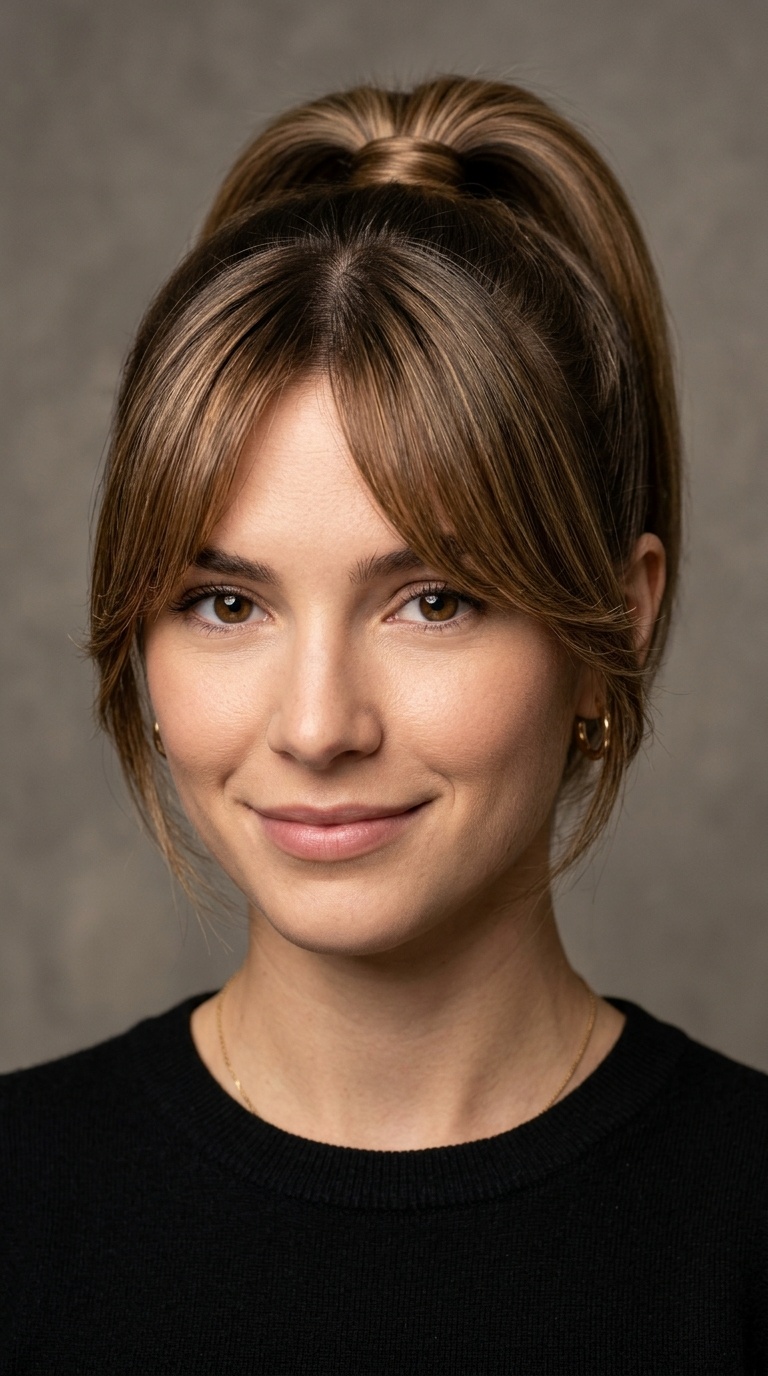Polished Ponytail with Bangs