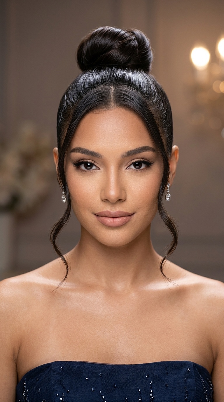 Polished Top Knot with Face-Framing Strands