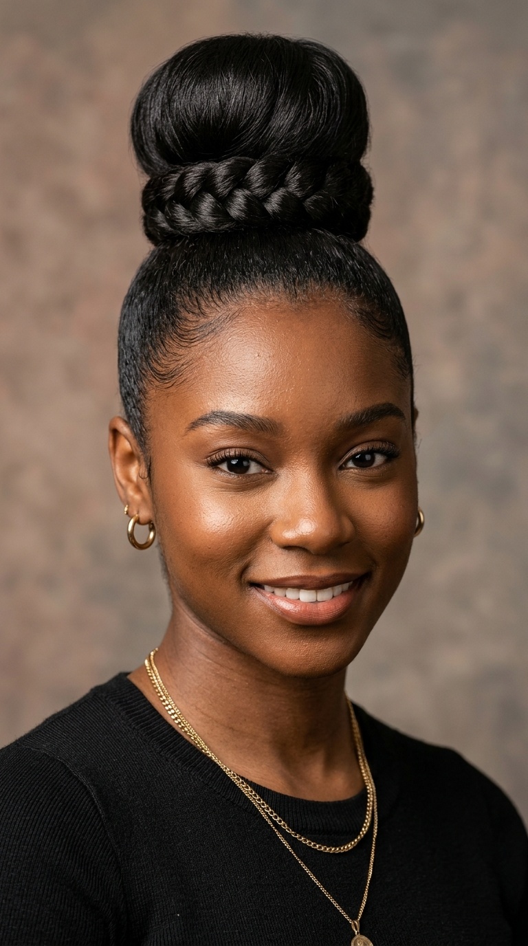 Polished Top Knot with Wrap-Around Braid