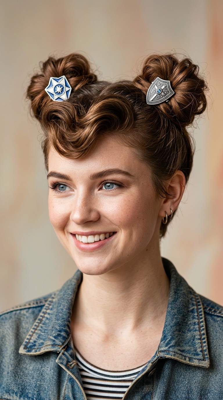 Pompadour Space Buns with Shield Clips