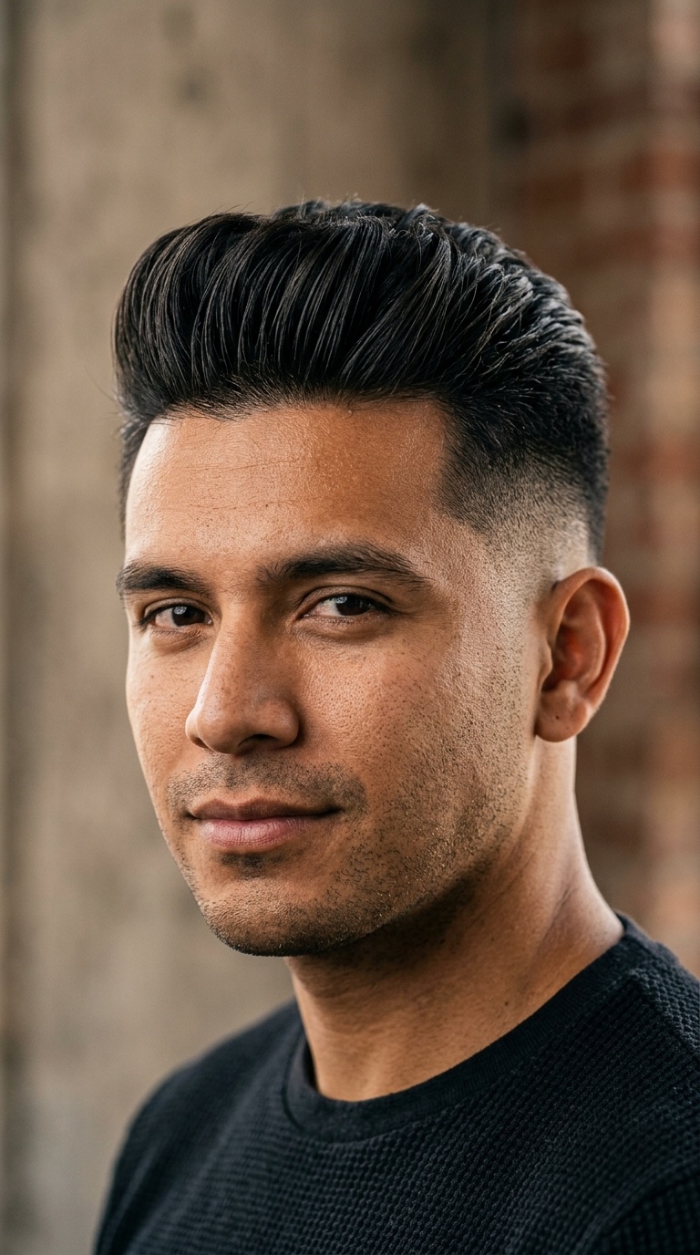 Pompadour with Mid Fade