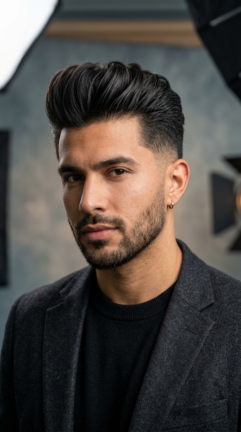 Pompadour with Tapered Sides
