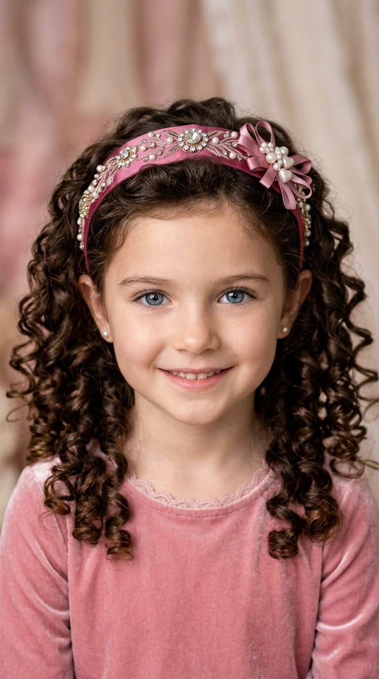 Princess Curls with Jeweled Ribbon Headband
