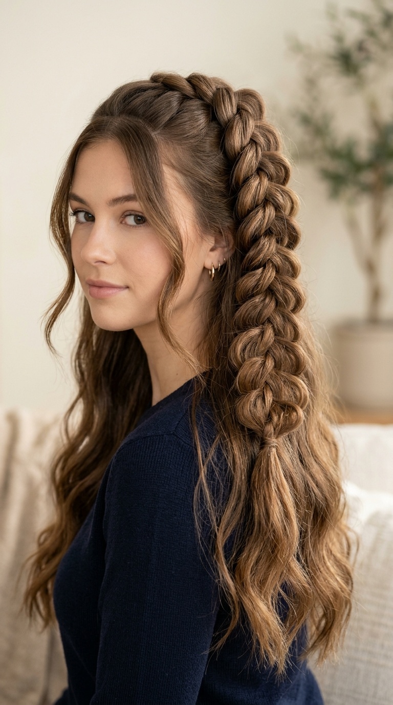 Pull-Through Braid Half-Up Ponytail