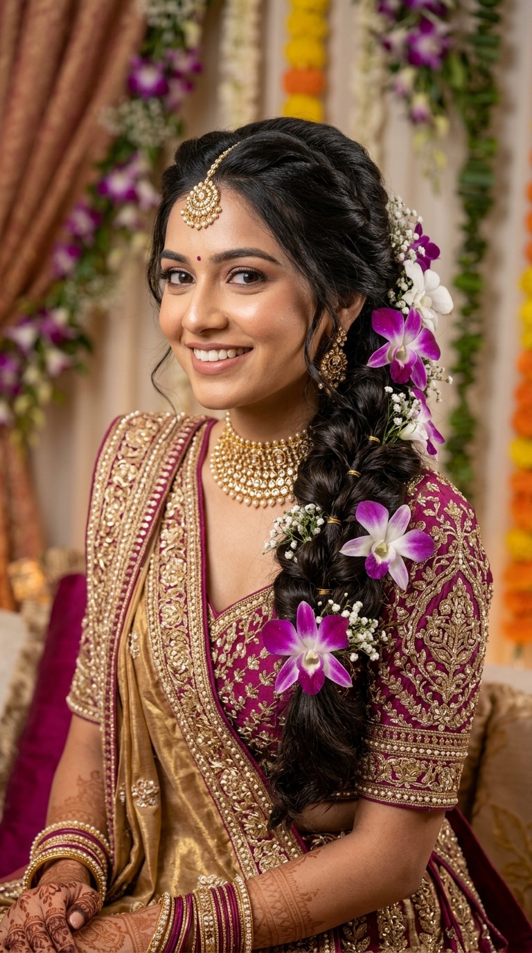 Pull-Through Braid with Exotic Orchids