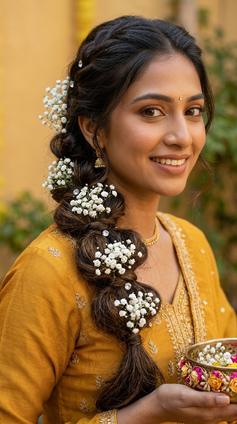 Pull-Through Braid with Gypsophila