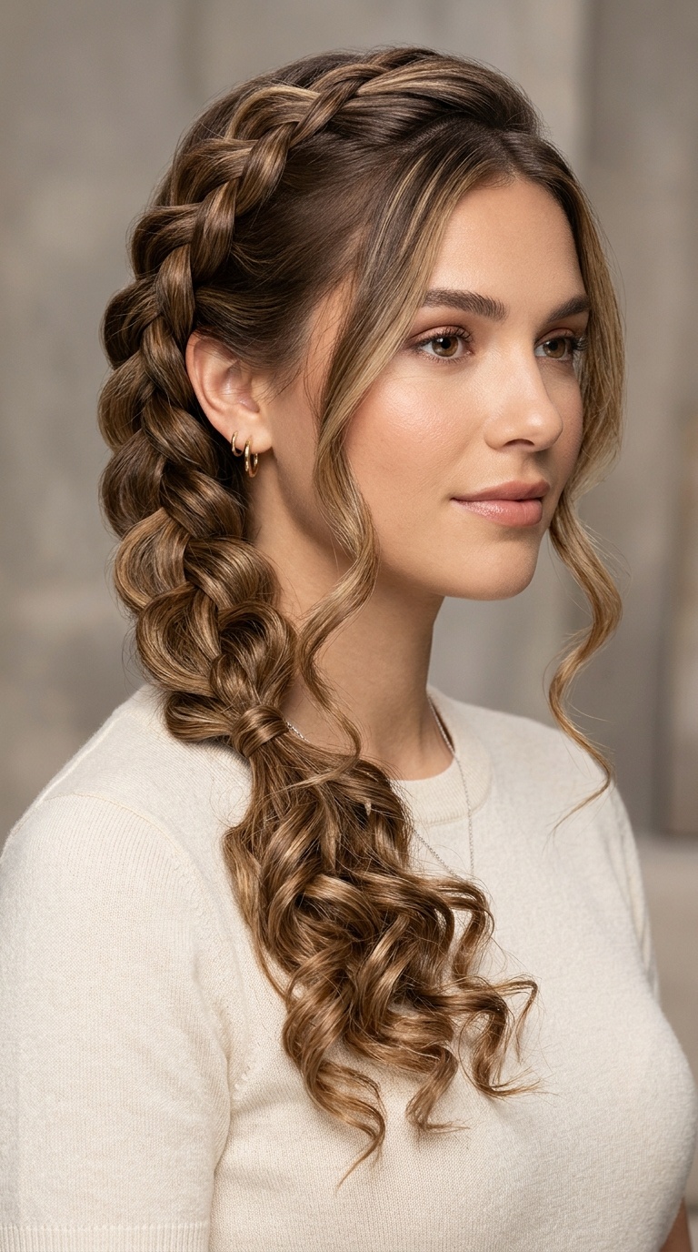 Pull-Through Braid with Spiral Curls