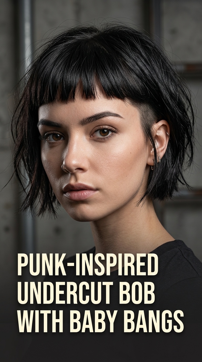 Punk-Inspired Undercut Bob with Baby Bangs