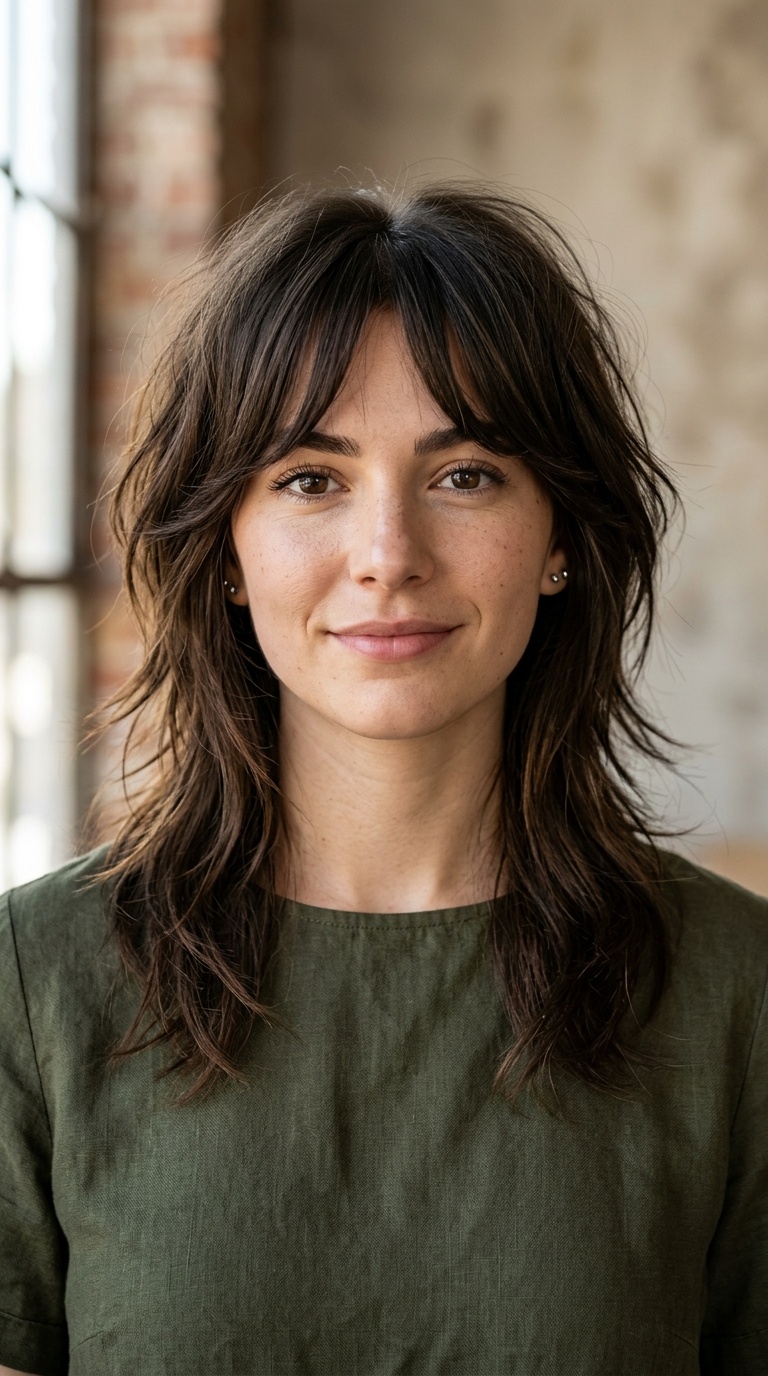 Razor-Cut Shag with Curtain Bangs