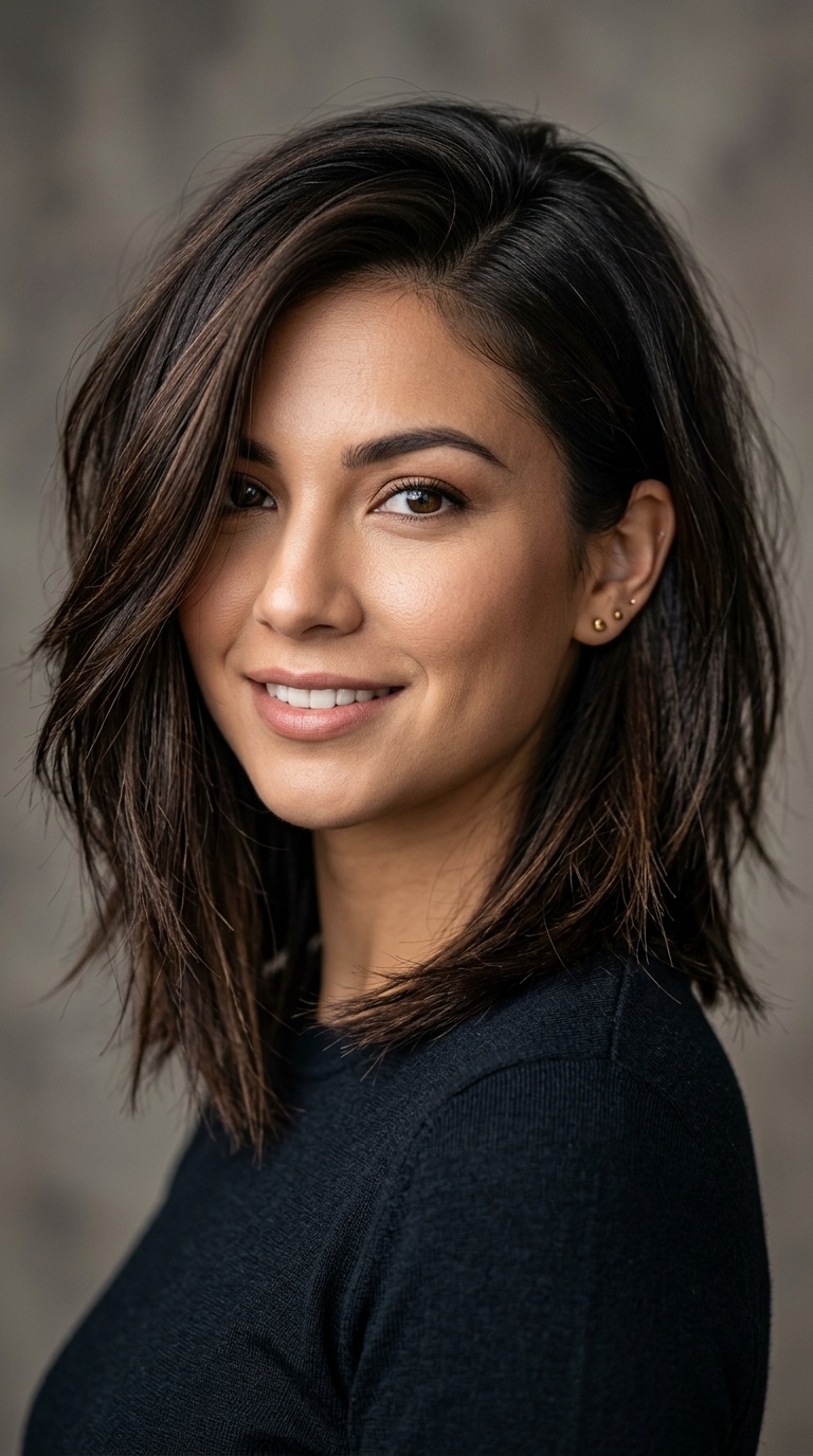Razored Angled Lob with Deep Side Part