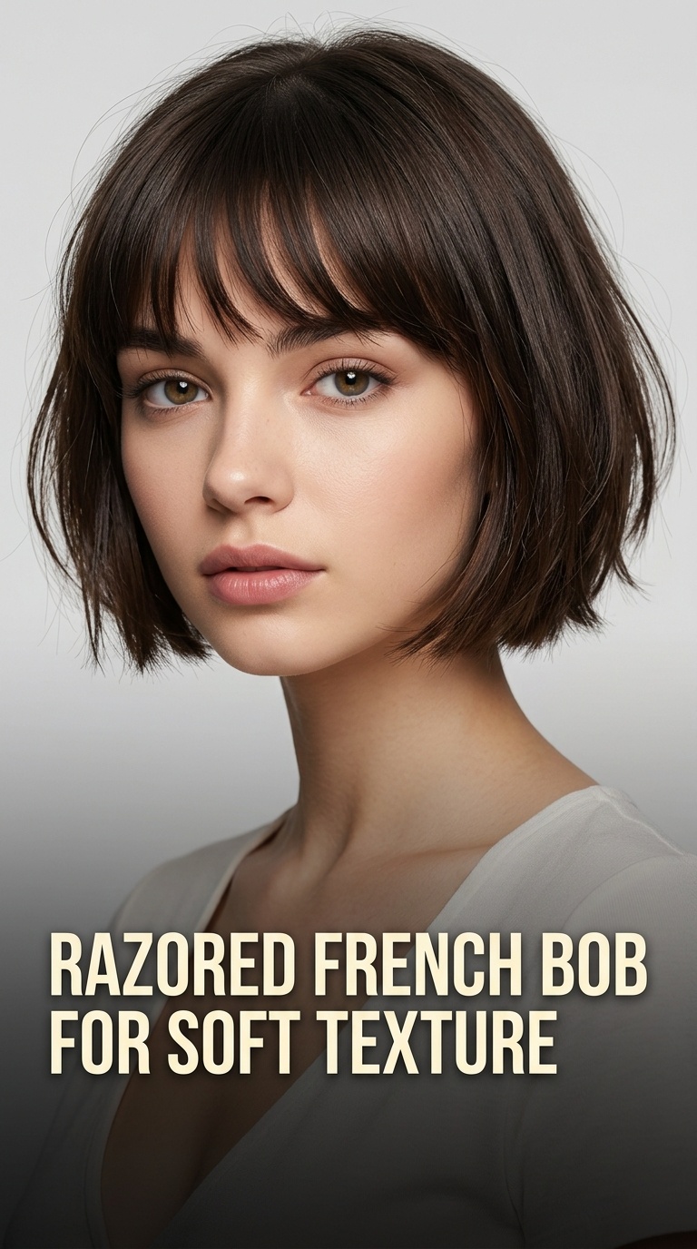 Razored French Bob for Soft Texture