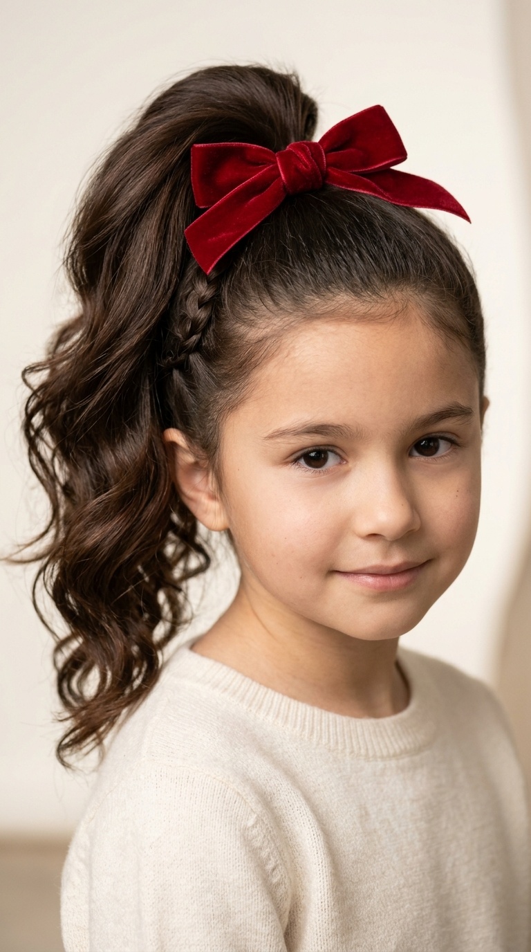 Red Velvet Bow High Ponytail