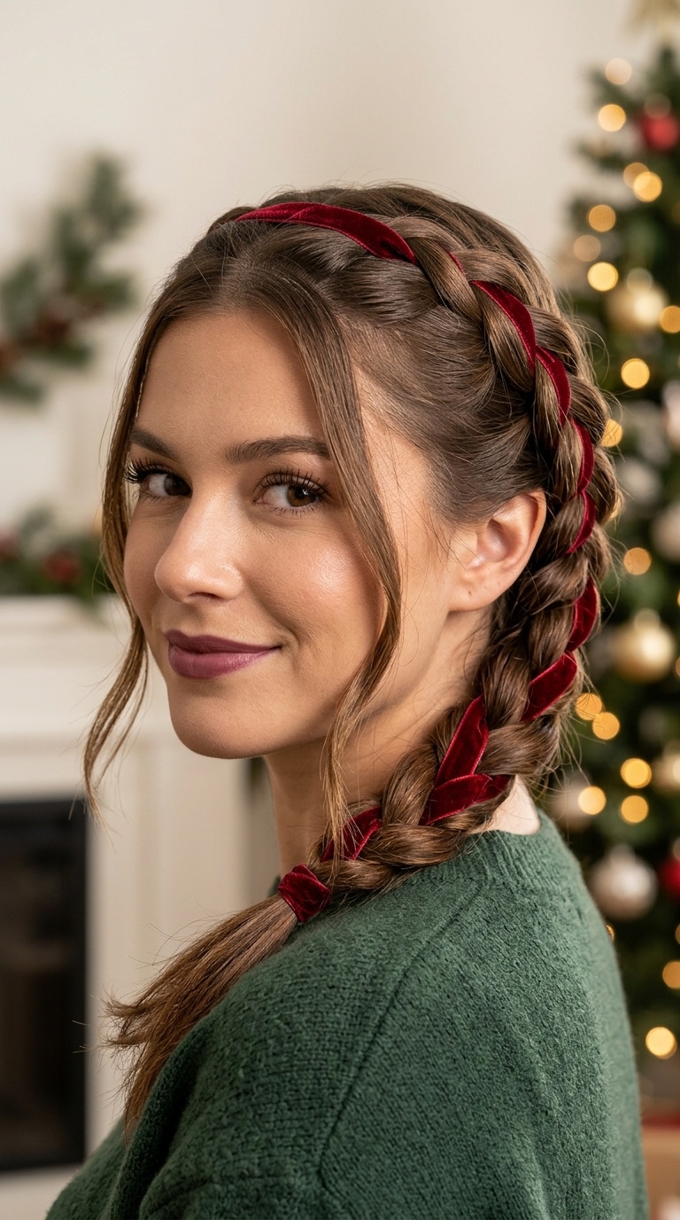 Red Velvet Ribbon French Braid