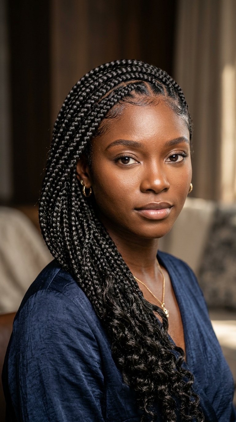 Reflective Side-Swept Goddess Braids