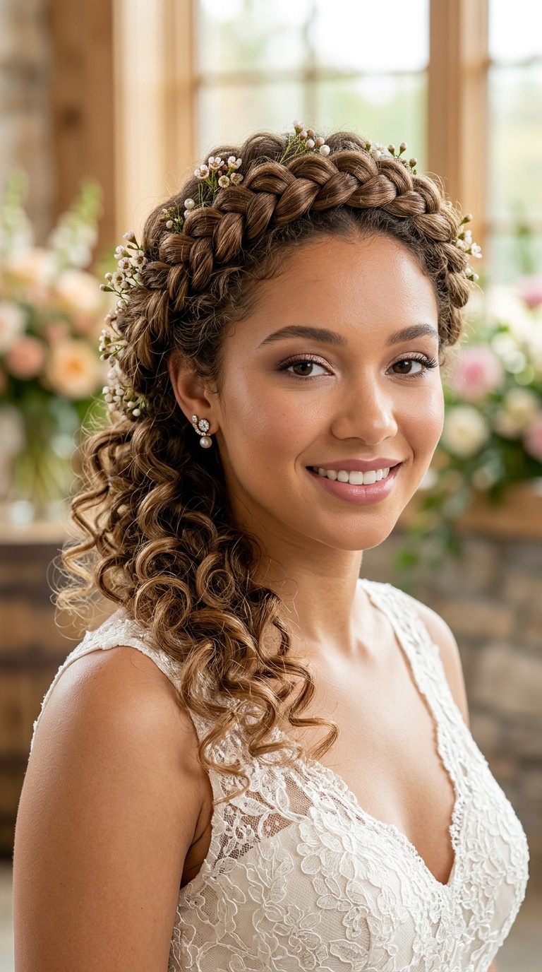 Regal Crown Braid with Ringlets