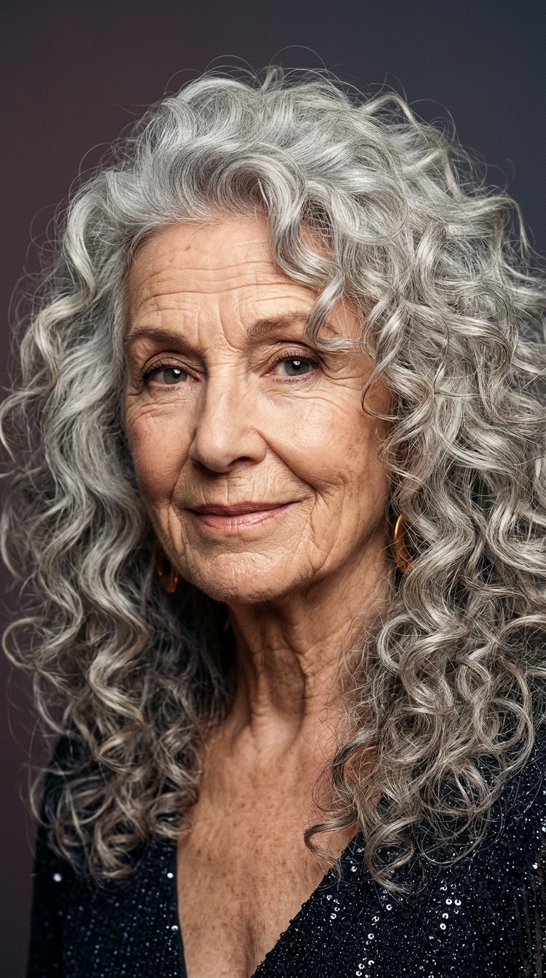 Retro Disco Curls for Long Silver Locks