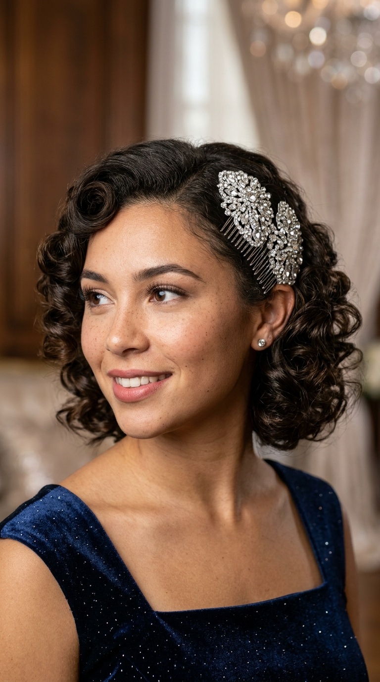 Retro Pin Curls with Jeweled Combs