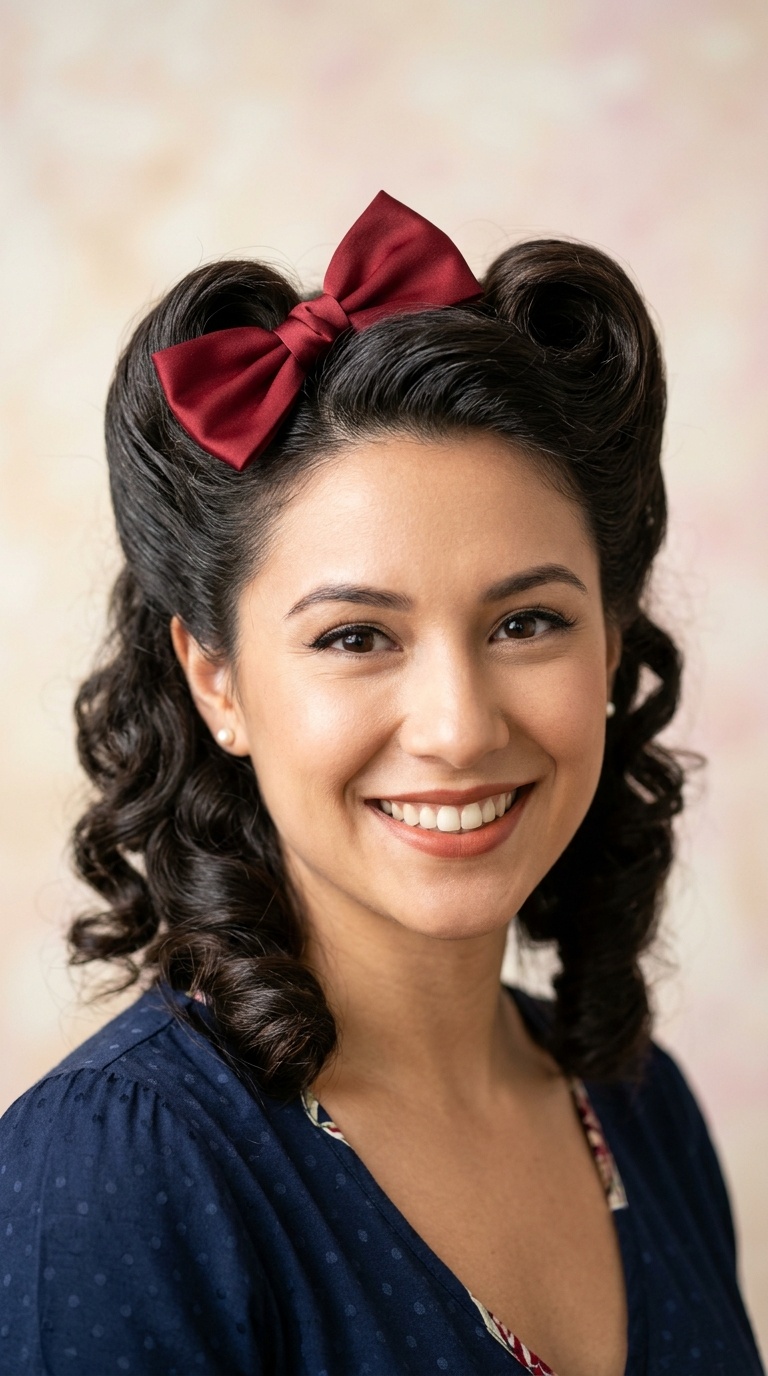Retro Pin-Up Curls with a Front Bow