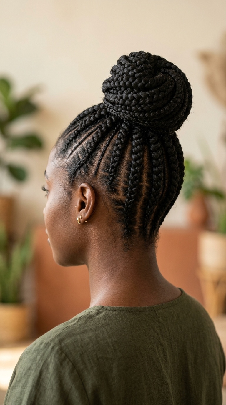 Reverse Braided Bun (Nape to Top)