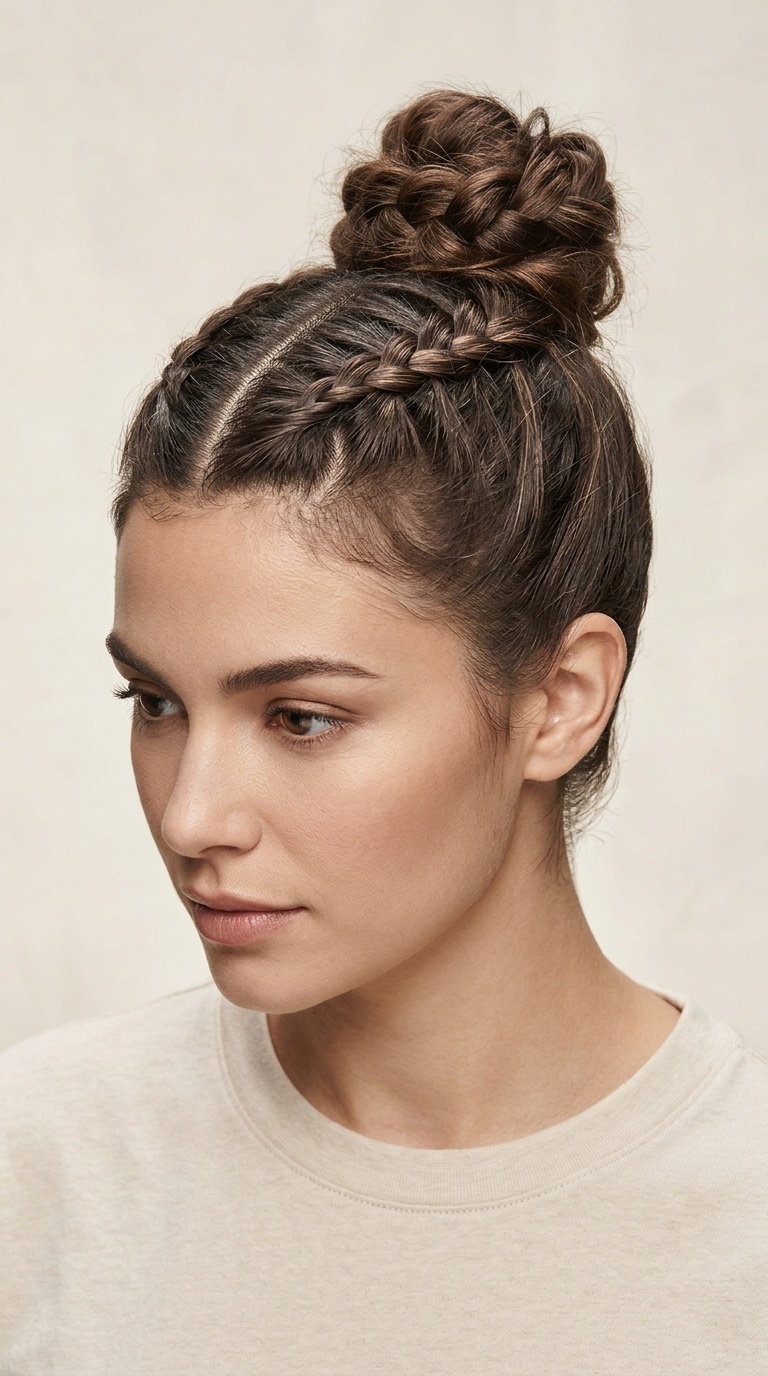 Reverse Braided Bun with a Vertical Back Part