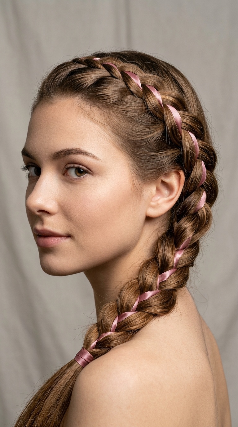 Ribbon-Intertwined French Braid