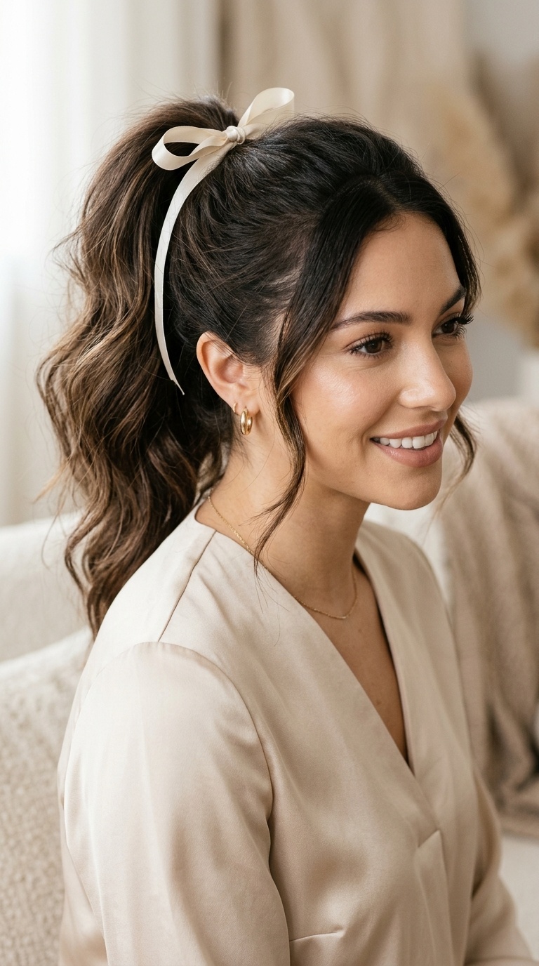 Ribbon-Tied Ponytail