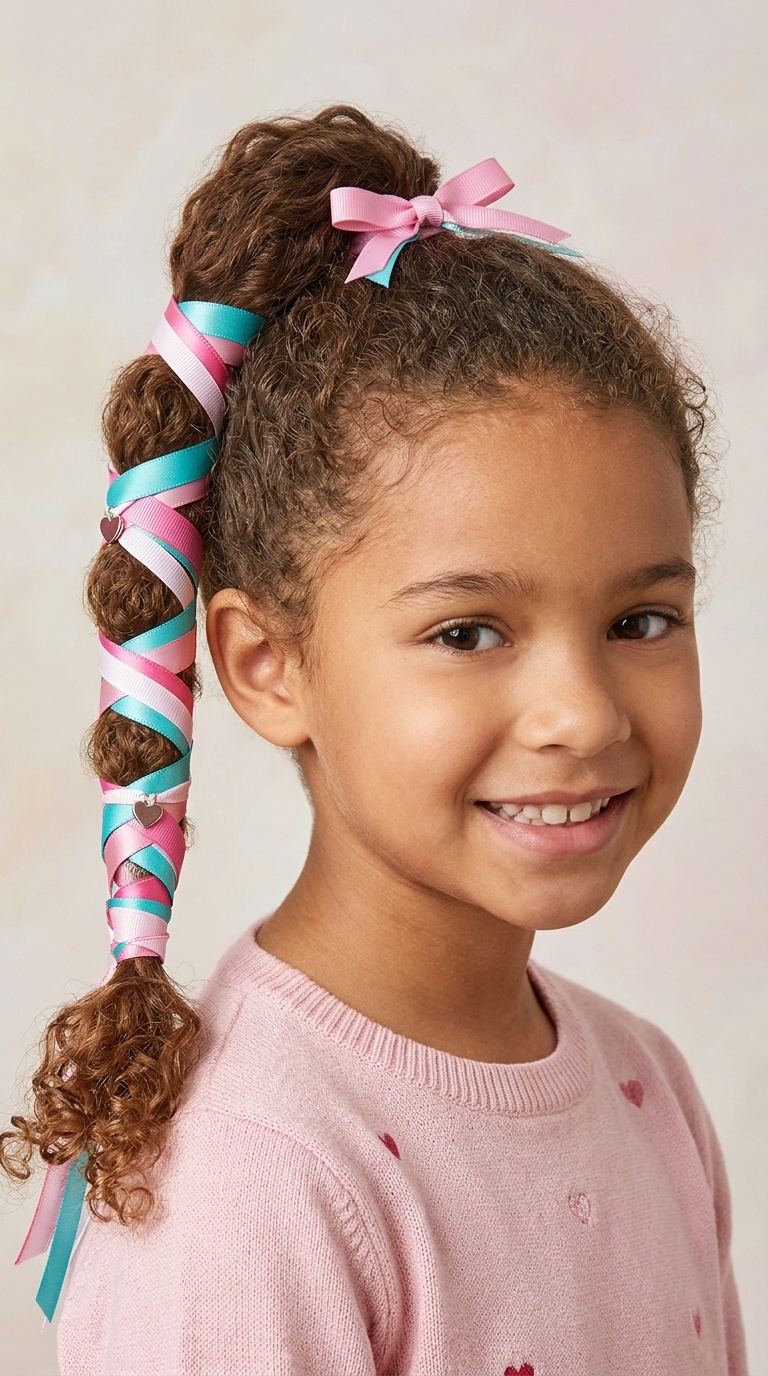 Ribbon-Wrapped High Ponytail