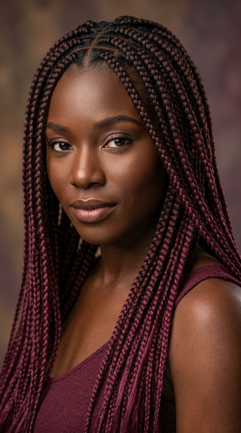 Rich Mahogany and Plum Ombre Braids