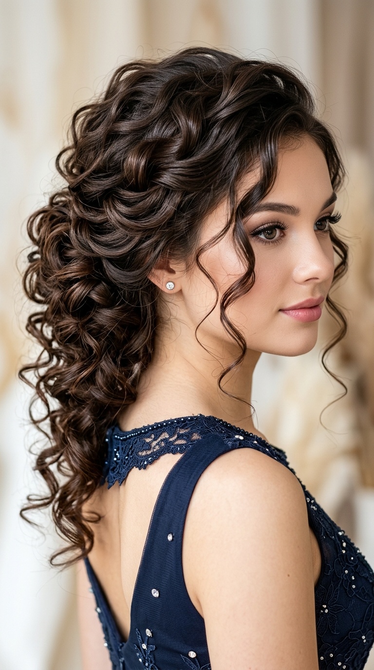 Romantic Cascading Curly Chignon