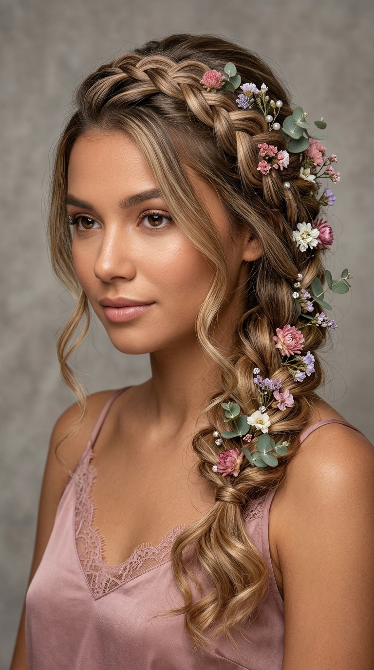 Romantic Floral Intertwined Braid