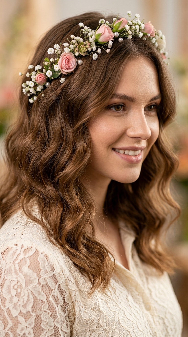 Romantic Flower Crown Waves