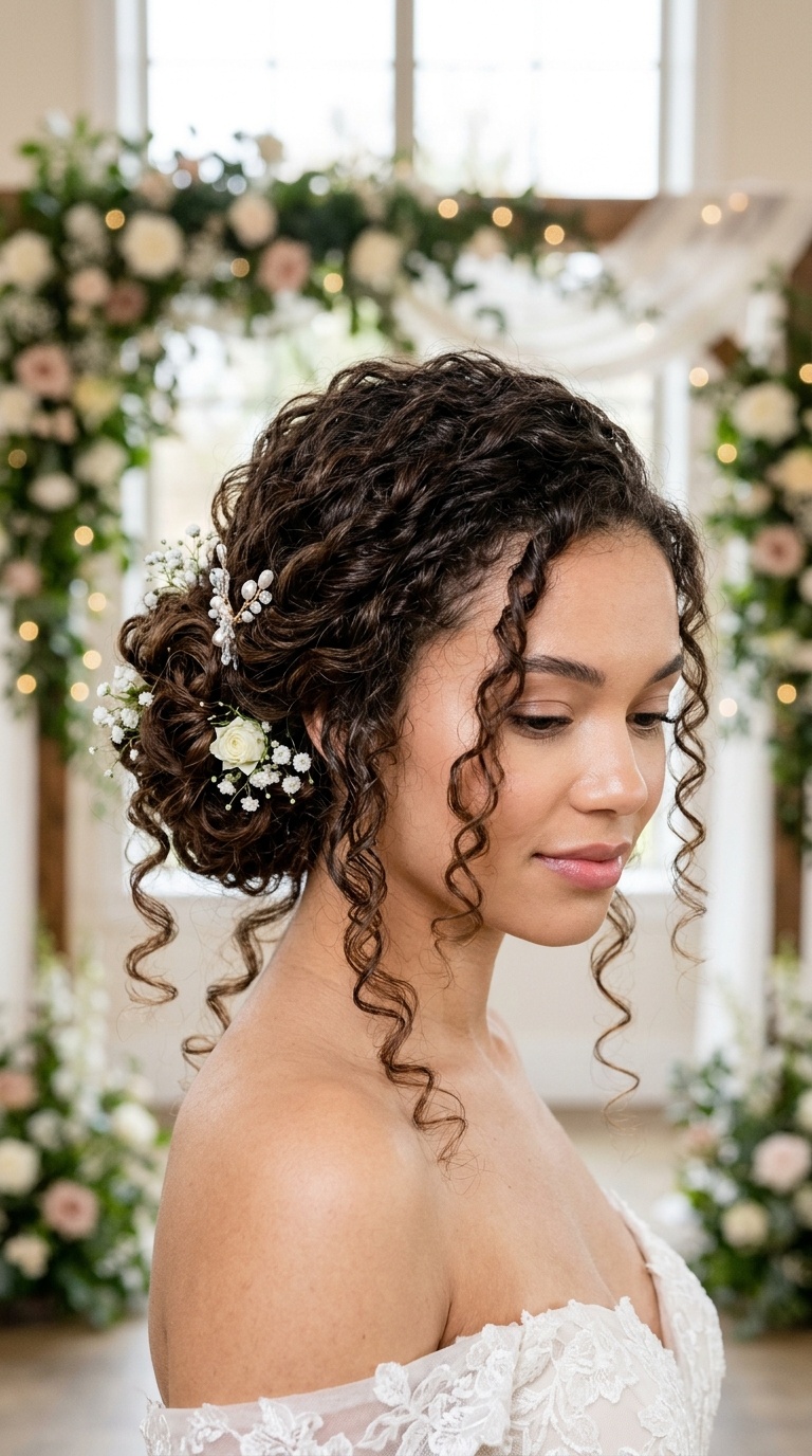 Romantic Low Chignon with Ringlets