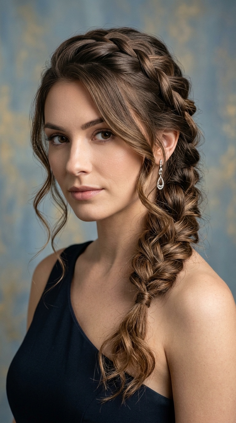Romantic Side Braid with Tendrils