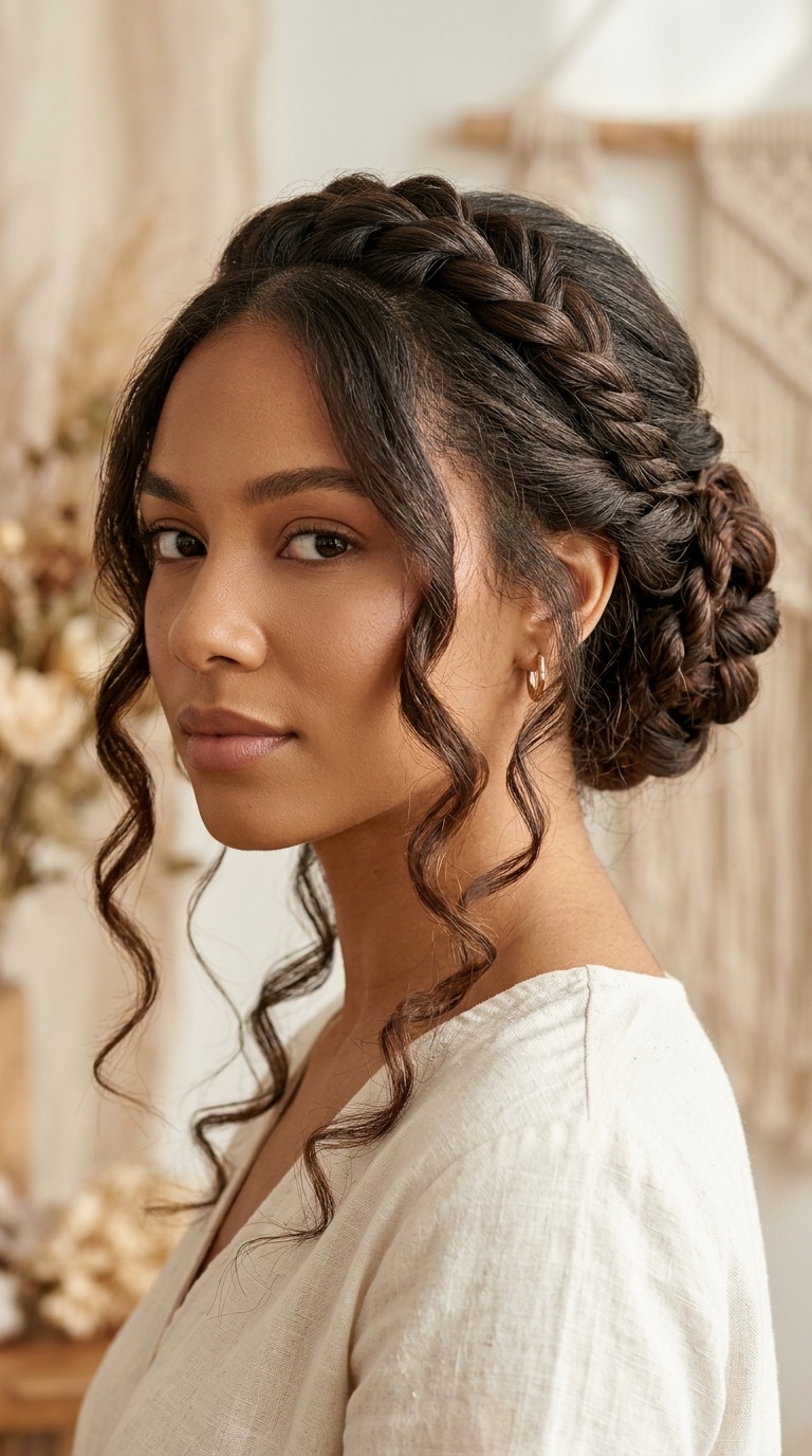 Rope Twisted Updo with Loose Curls