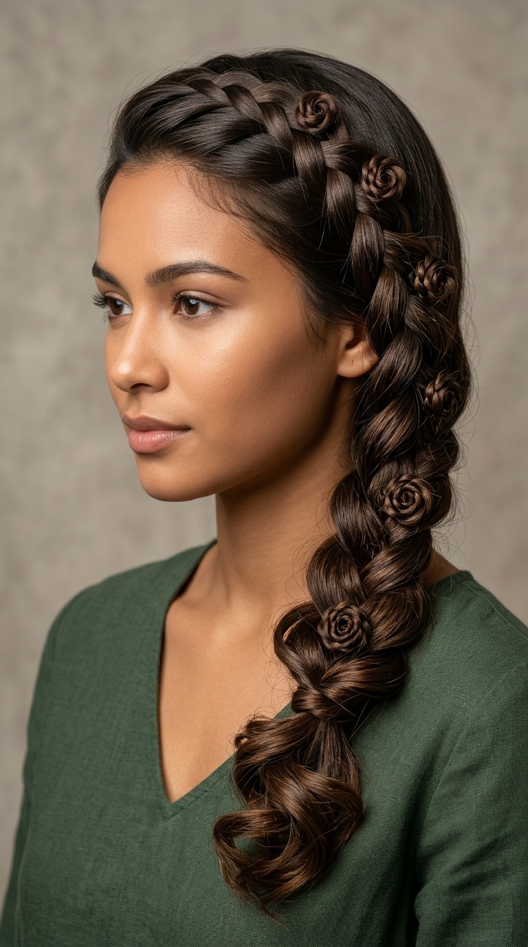 Rose-Bud Braided Side Sweep