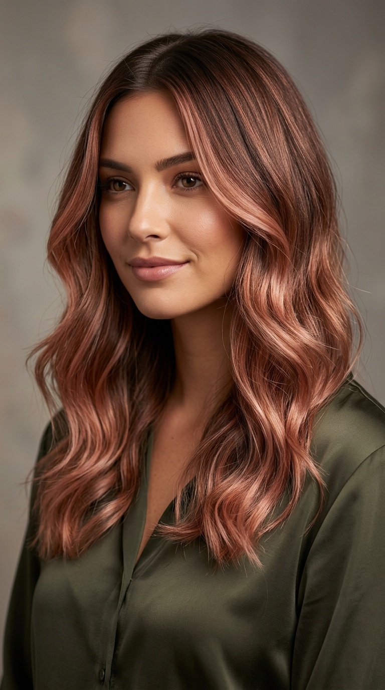 Rose Gold Brunette Balayage