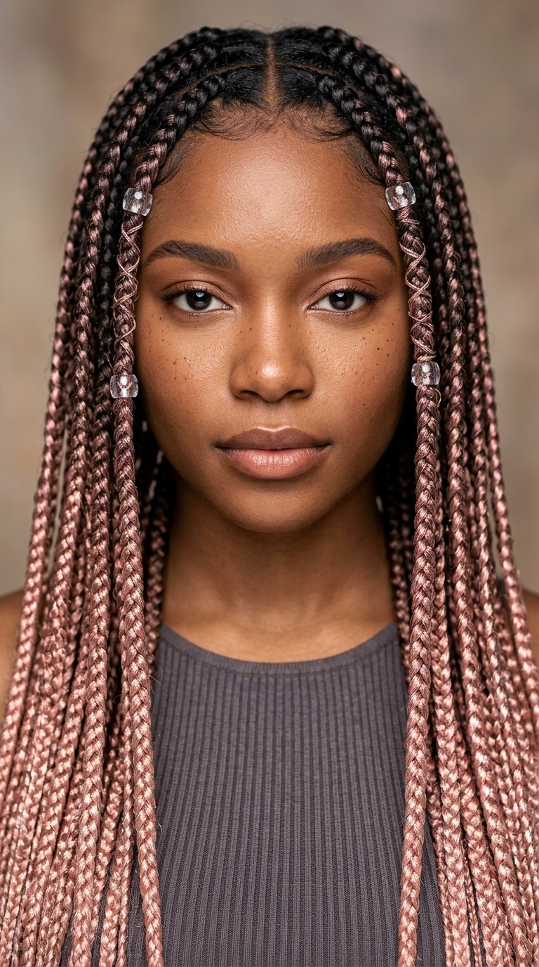 Rose Gold Metallic Ombre Braids