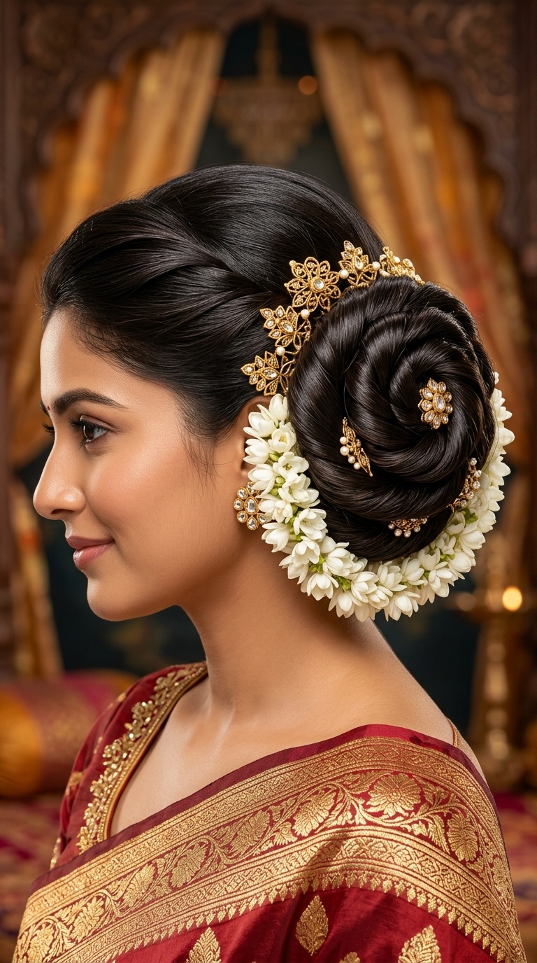 Rose-Shaped Bun with Gold Filigree
