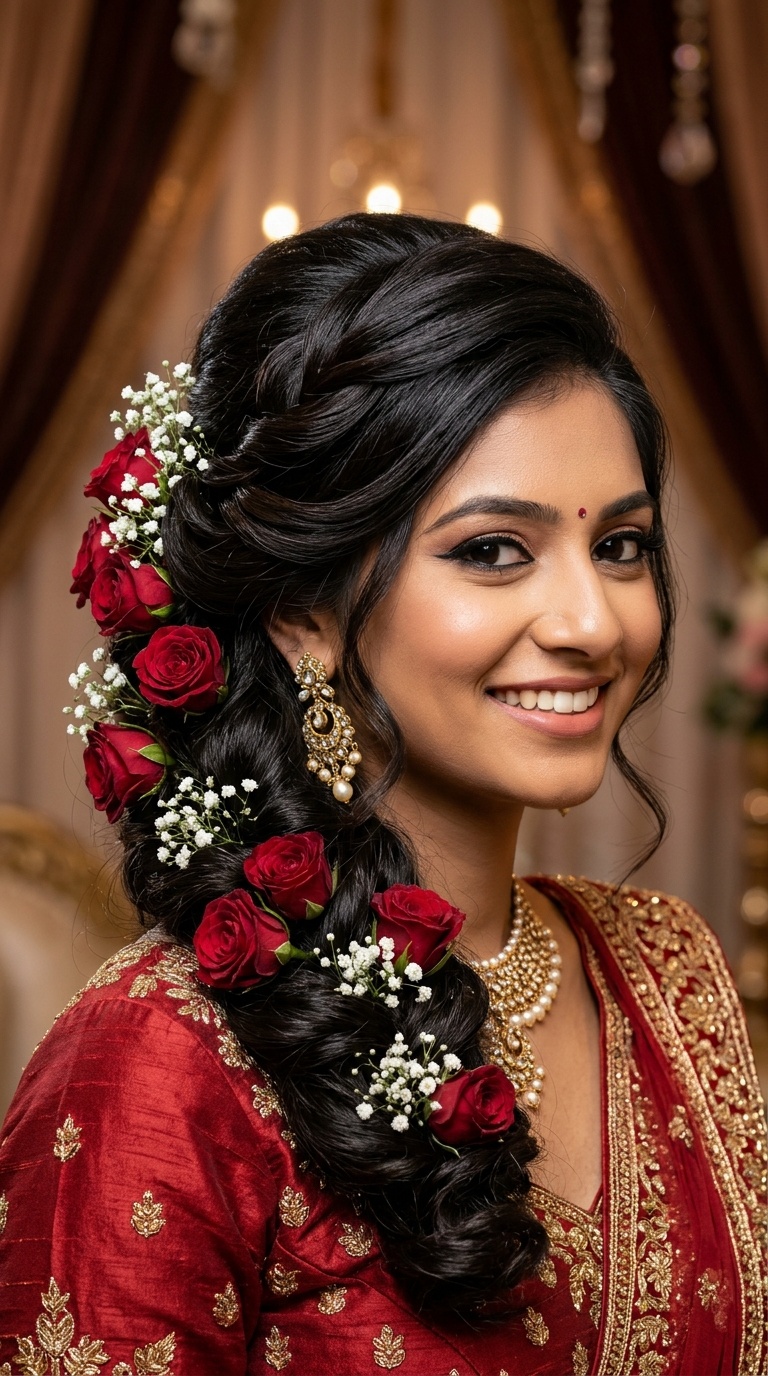 Rose-Studded Side Sweep