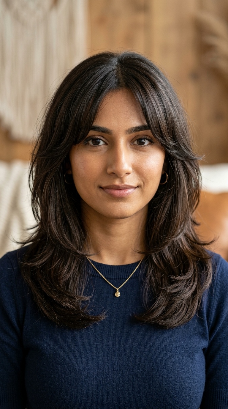 Rounded U-Cut with Curtain Bangs